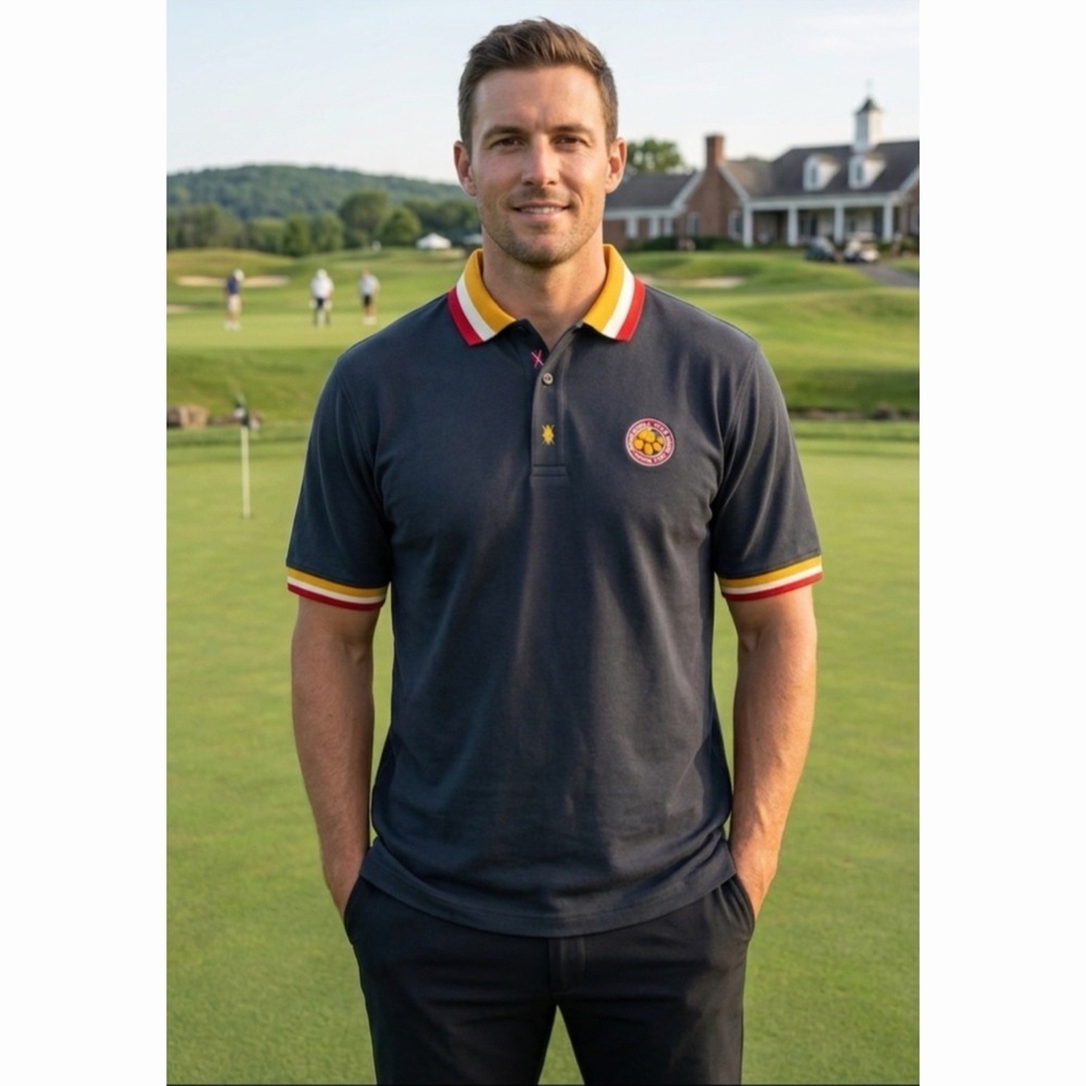 Vintage PING Karsten Polo Shirt Large Made in USA Black Cotton Country Club Golf